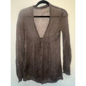 Kew Brown Knit Button Front Cardigan Sweater